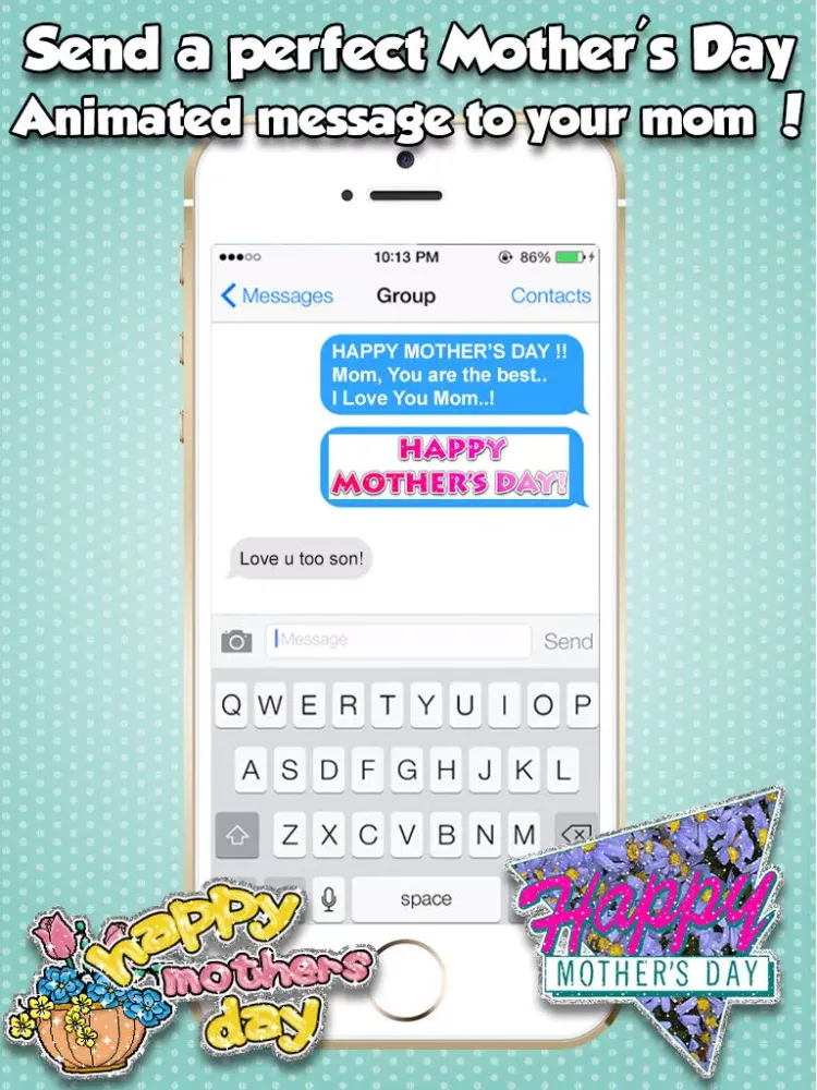 Happy Mother's Day Animated Emojis & GIFs iPad 应用截图