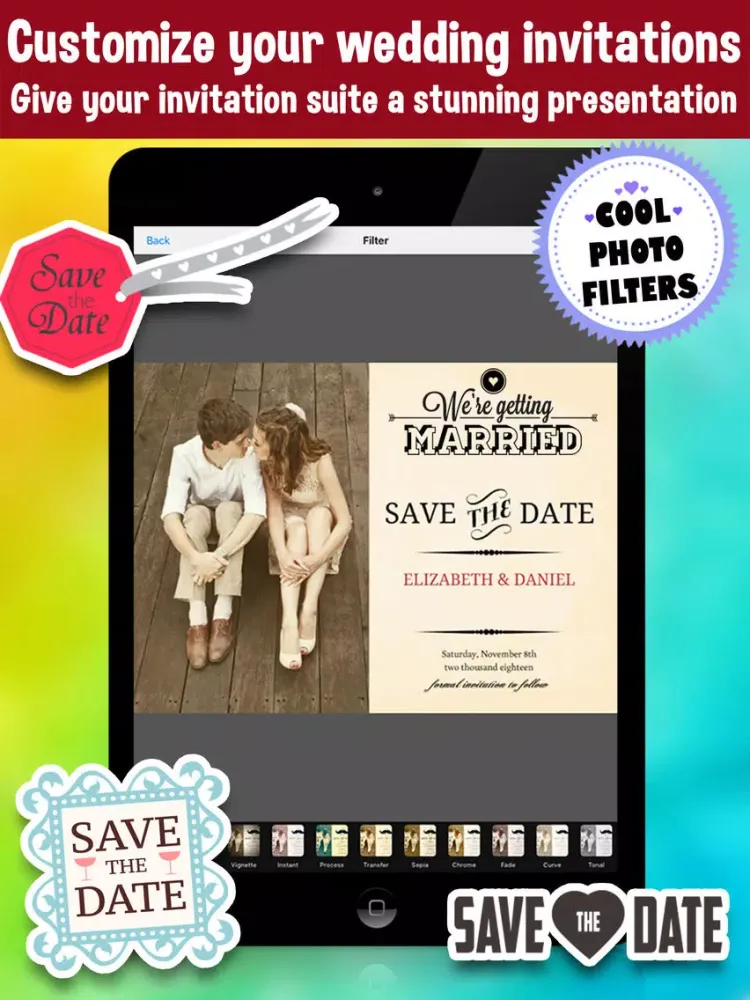 Save The Date - Wedding Invitation Photo Editor iPad  سکرین شاٹس