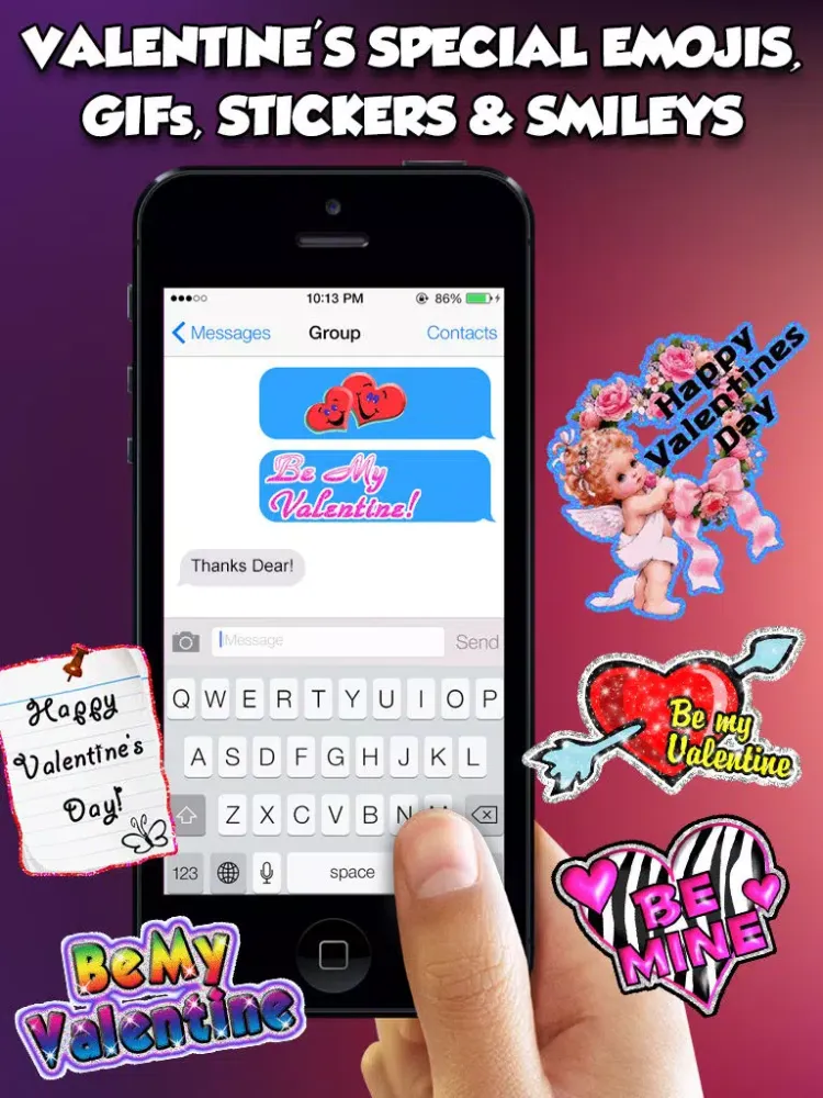 Valentine's Day 3d Emojis & GIFs iPad  スクリーンショット