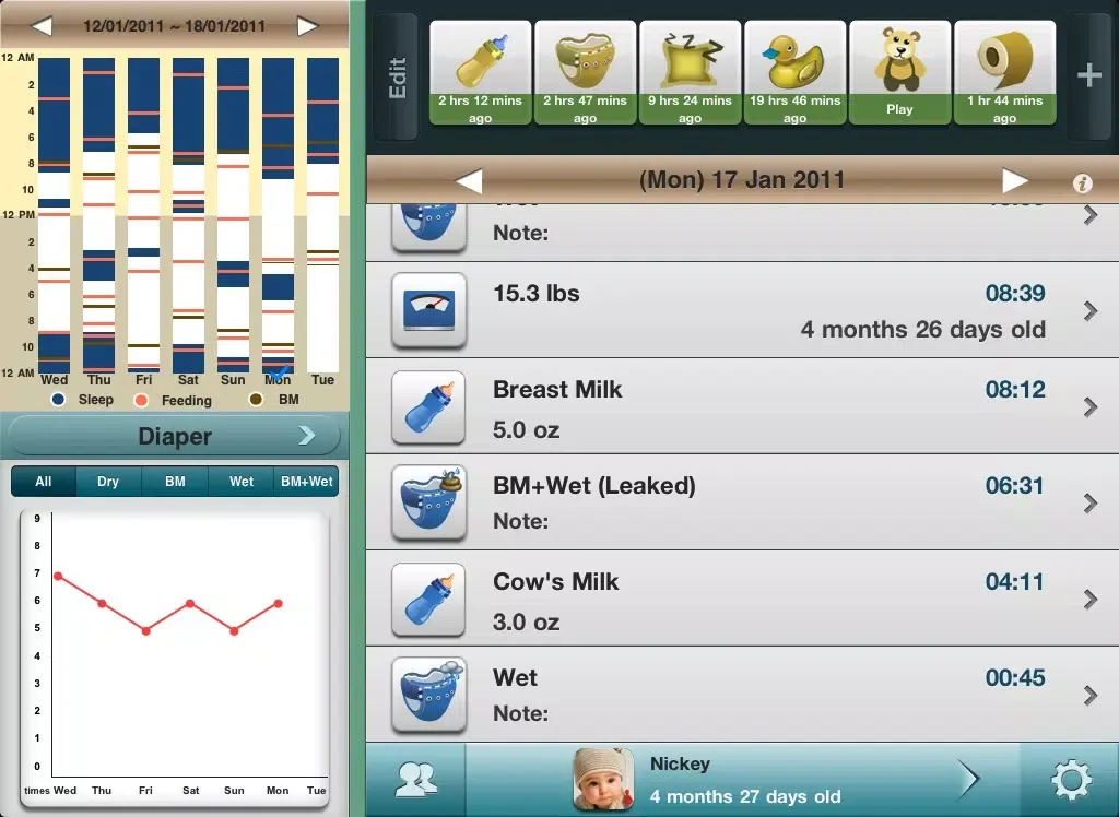 Baby Log - Activities, Growth and Milestones iPad  স্ক্রিনশট