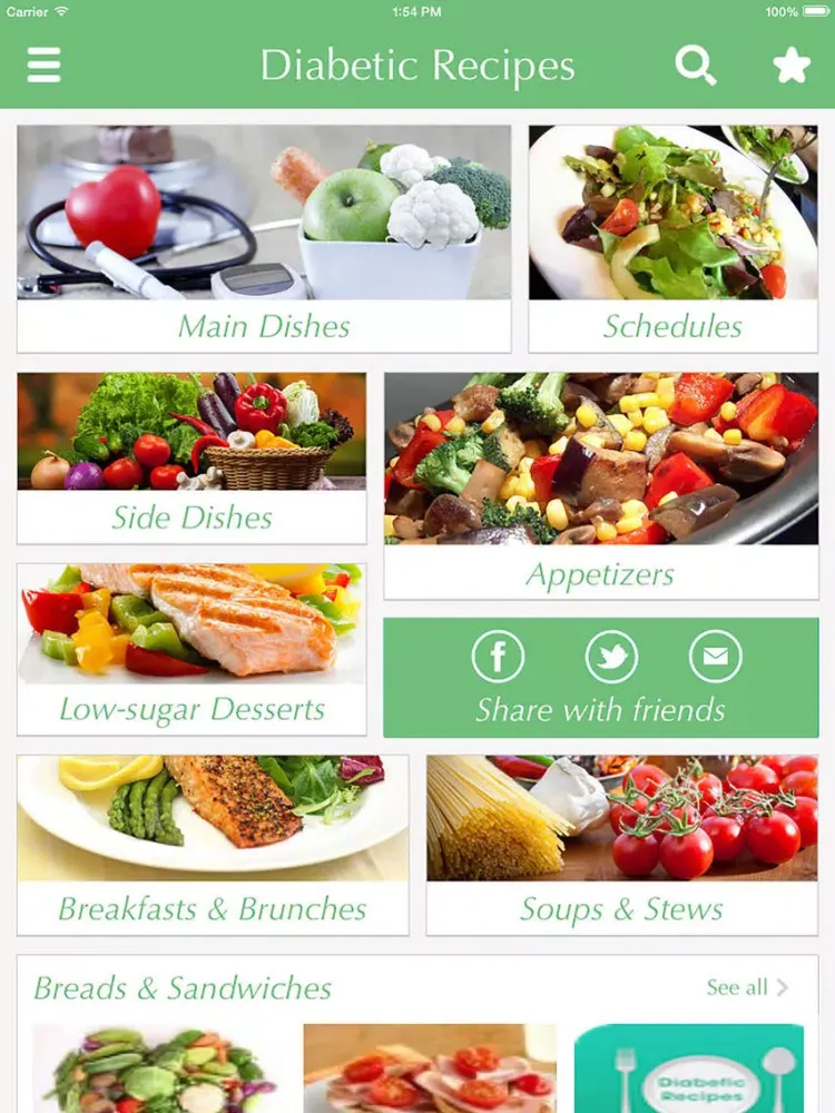 Diabetic Recipes - healthy cooking tips, ideas iPad  স্ক্রিনশট
