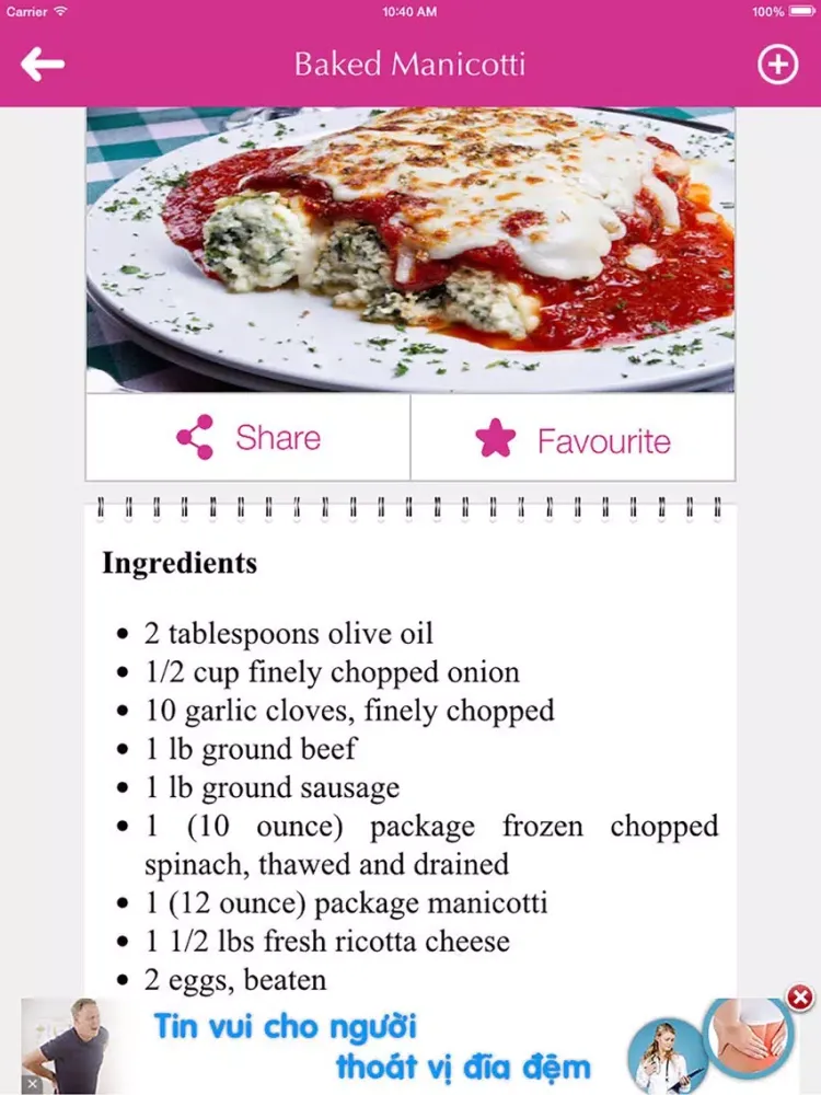 Screenshot di Italian Food Recipes - best cooking tips, ideas iPad 