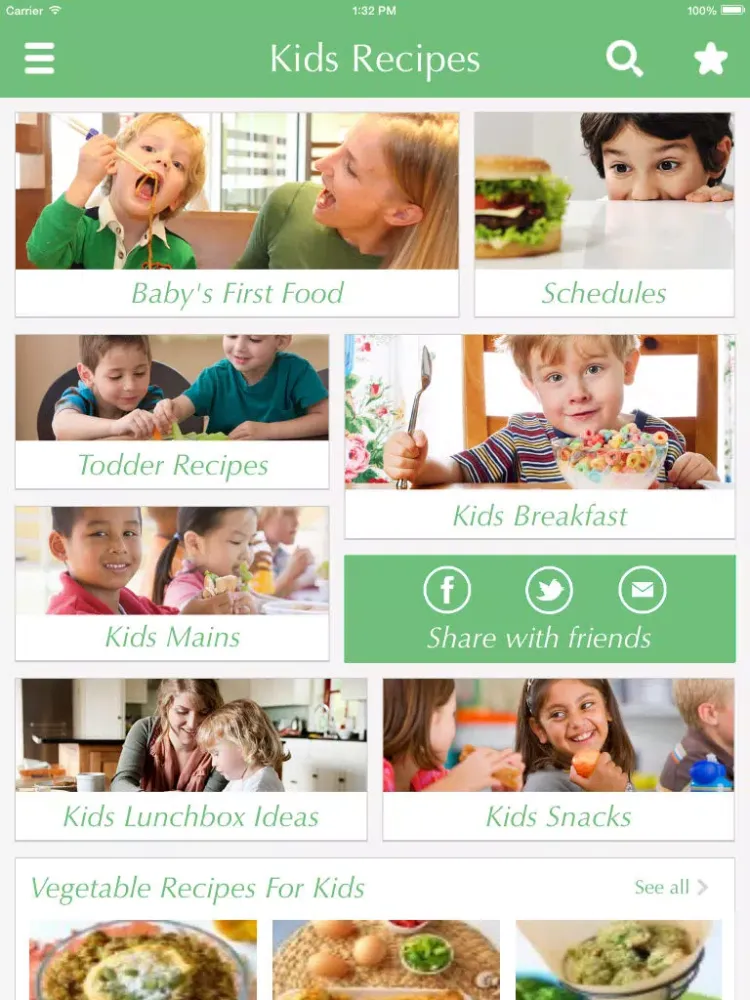 Kids Food - Recipes for babies toddlers and family . iPad 应用截图