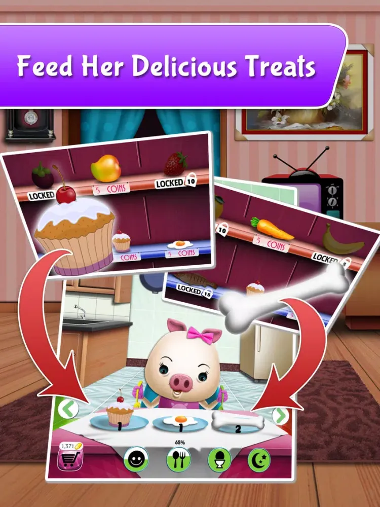 My Talking Pet - virtual pig with free mini games for kids iPad  스크린샷