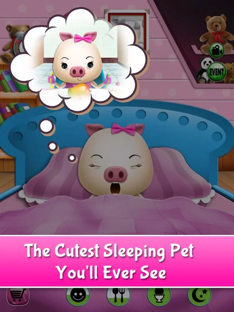 My Talking Pet - virtual pig with free mini games for kids iPad  스크린샷
