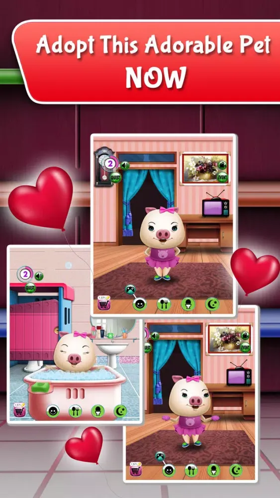My Talking Pet - virtual pig with free mini games for kids 스크린샷