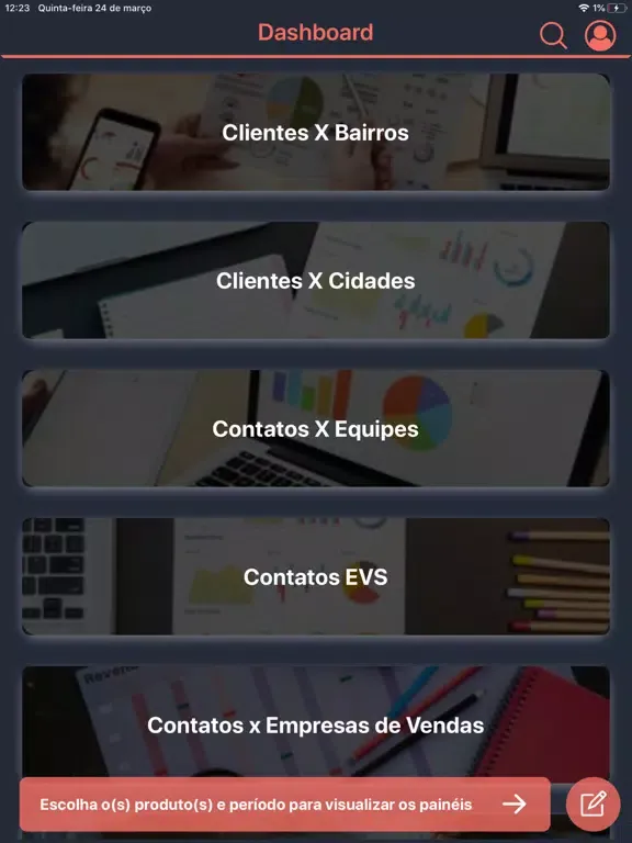 Capturas de tela do Smarts BI iPad 