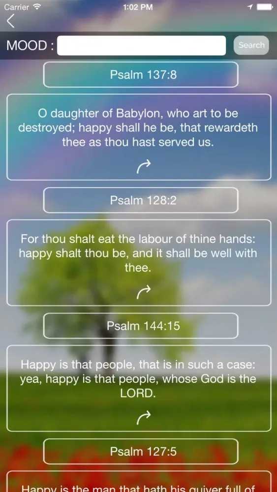 Ảnh chụp màn hình của Daily Bible Verse and Mood Search