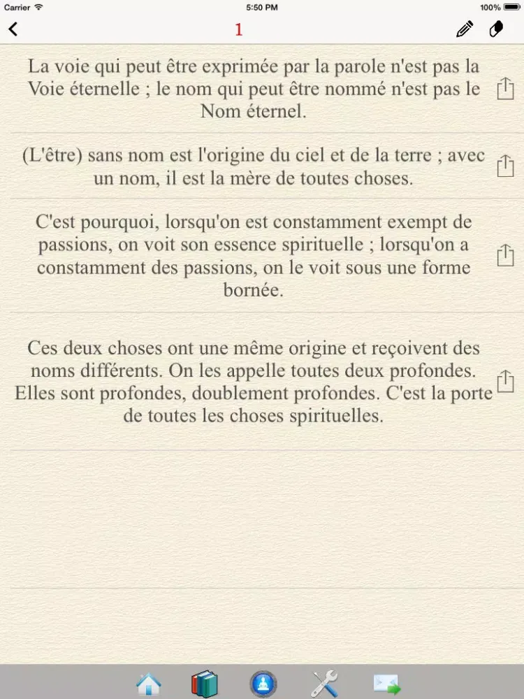 Zrzuty ekranu Tao Te Ching - Lao Tzu In French iPad 