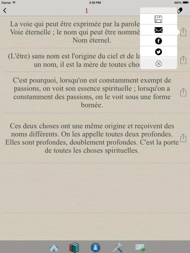 Zrzuty ekranu Tao Te Ching - Lao Tzu In French iPad 
