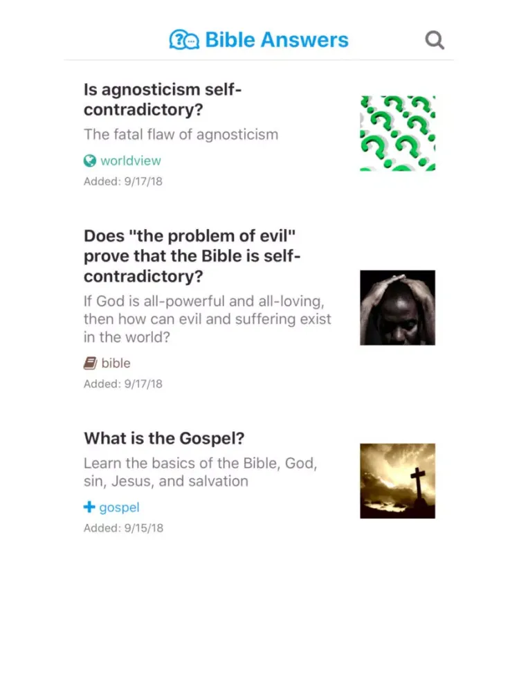 Captures d'écran de Bible Answers DB iPad 
