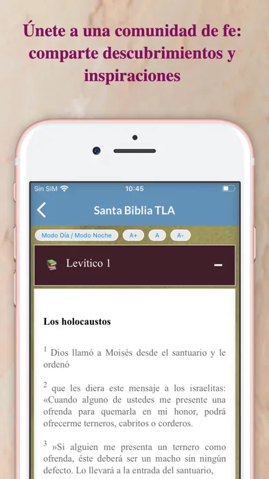 Capturas de pantalla de Biblia TLA Lenguaje Actual