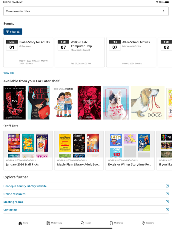 Hennepin County Library iPad  Screenshots