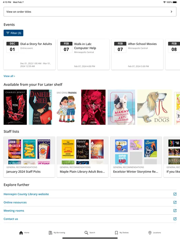 Hennepin County Library iPad 应用截图