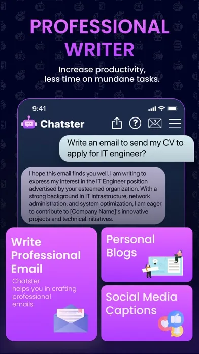 Ảnh chụp màn hình của Chatster AI - Writing & Images