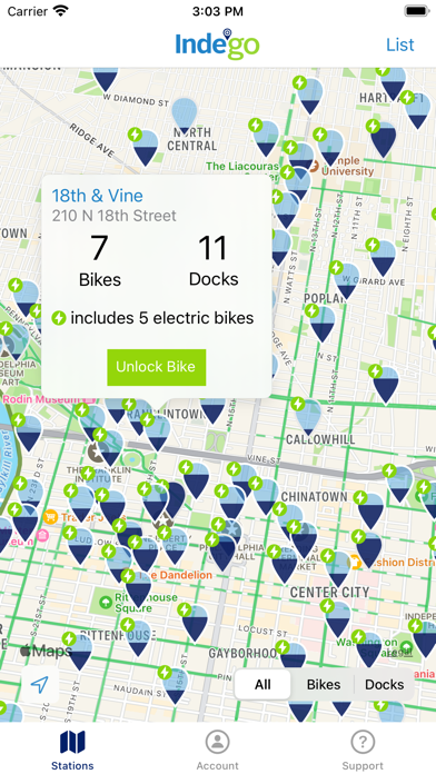 Indego Bike Share Ekran Görüntüleri