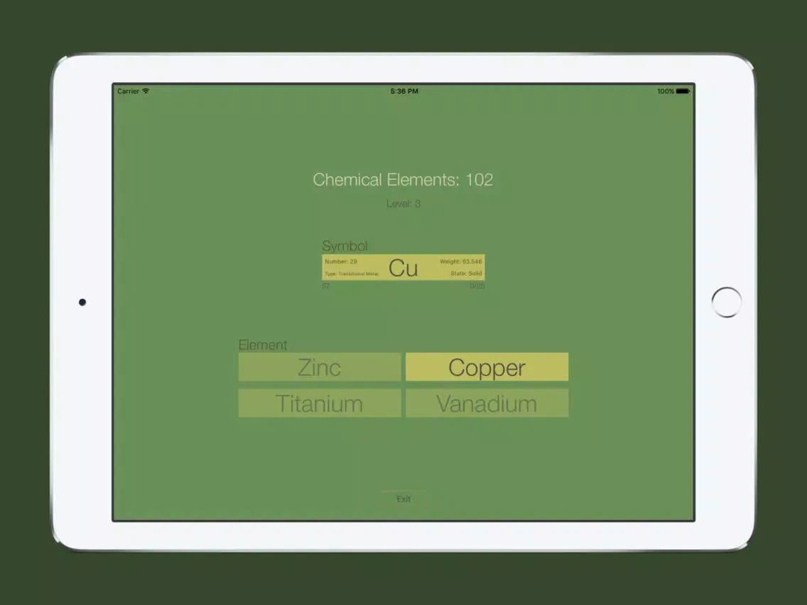 Скриншоты Chemical Elements Trainer iPad 