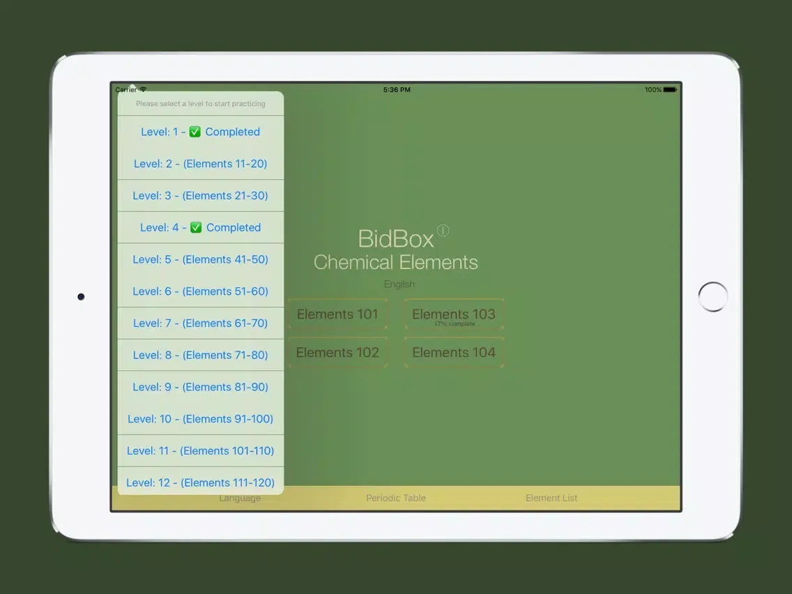 Скриншоты Chemical Elements Trainer iPad 