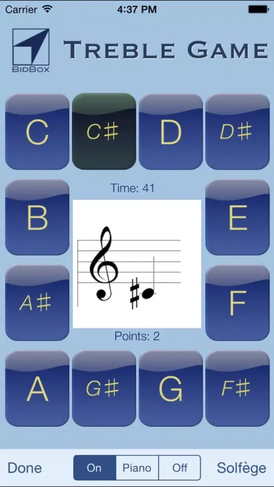 Tangkapan skrin Sheet Music Treble Game