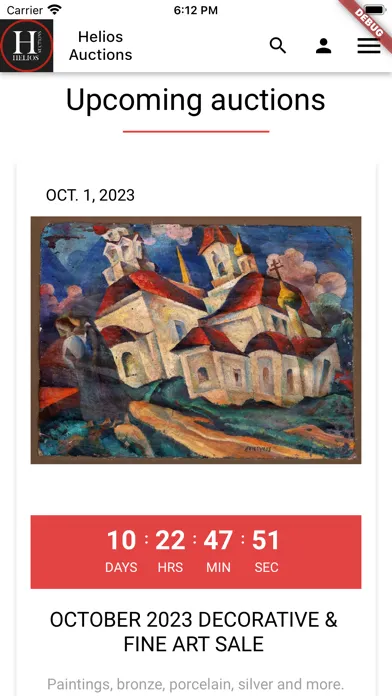 Capturas de tela do Helios Auctions