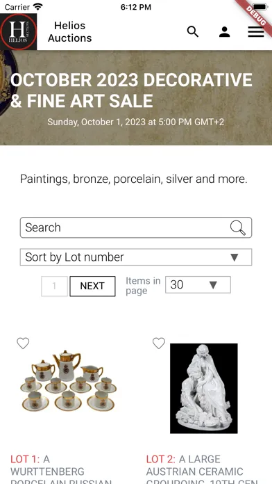 Capturas de tela do Helios Auctions