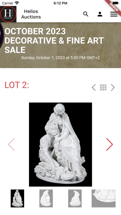Capturas de tela do Helios Auctions