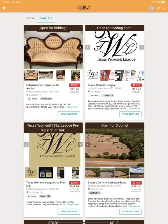 Buck Up Auctions iPad  스크린샷