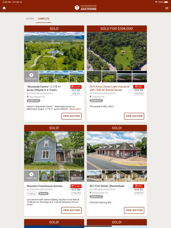 Screenshot di Cottonwood Auctions iPad 