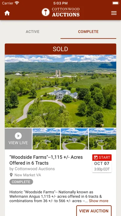 Screenshot di Cottonwood Auctions