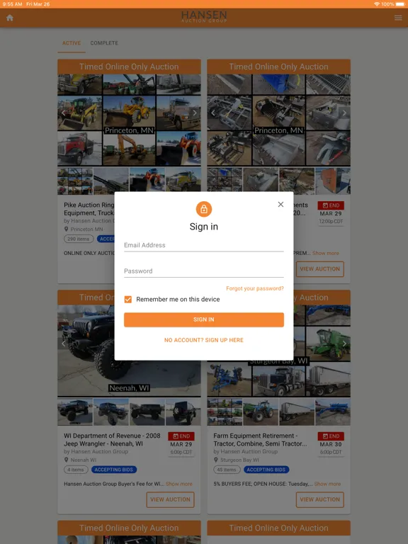 Hansen Auction Group iPad  Screenshots
