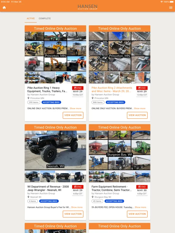 Hansen Auction Group iPad  Screenshots