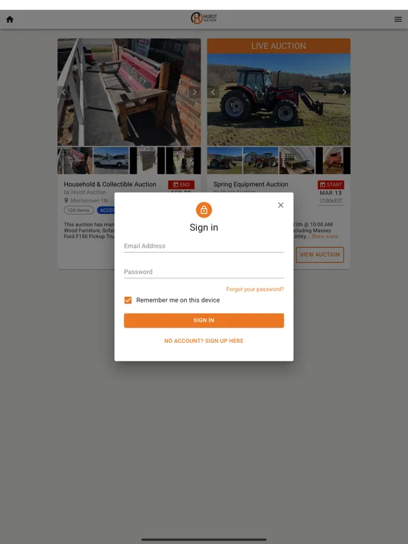 Hurst Auction iPad 应用截图