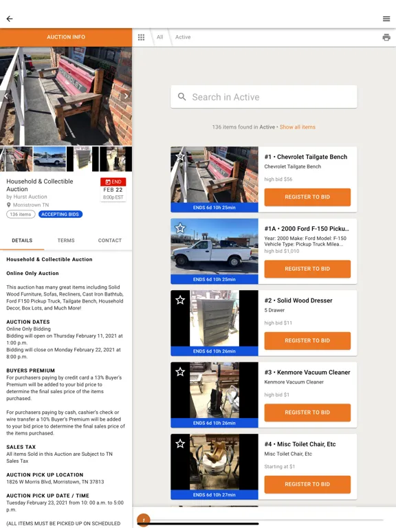 Hurst Auction iPad 应用截图