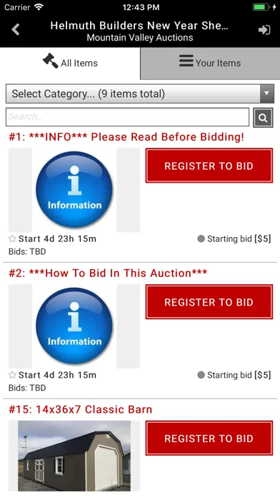 Captures d'écran de Mountain Valley Auctions