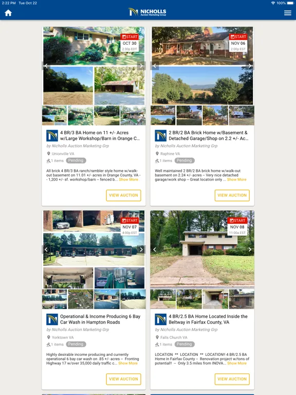Zrzuty ekranu Nicholls Auction Group iPad 