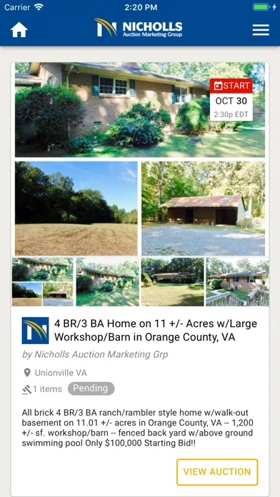 Zrzuty ekranu Nicholls Auction Group