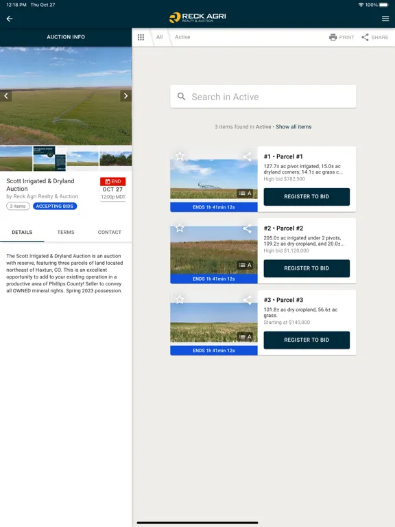 تصاویر Reck Agri Realty and Auction iPad 