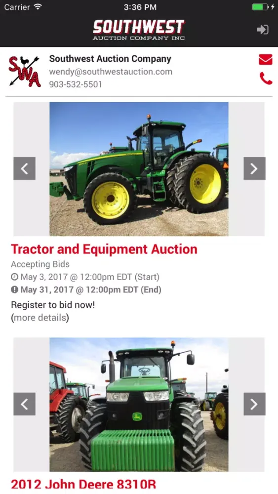Screenshot di Southwest Auction