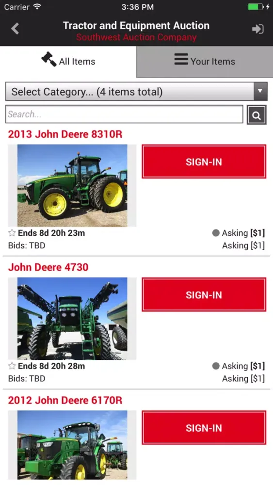 Screenshot di Southwest Auction