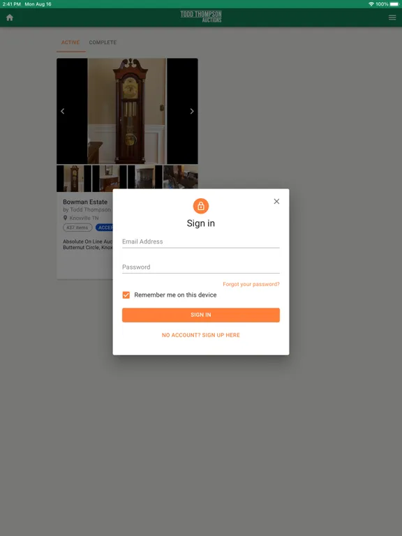 Todd Thompson Auctions iPad  Screenshots