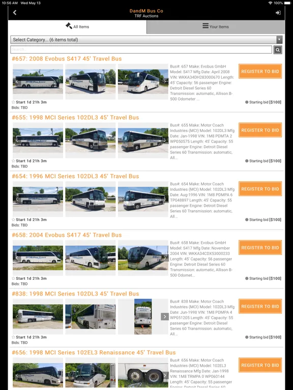 Скриншоты TRF Auctions iPad 