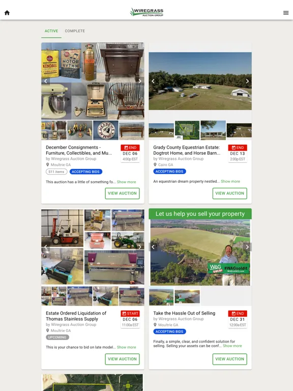 Скриншоты Wiregrass Auction Group iPad 