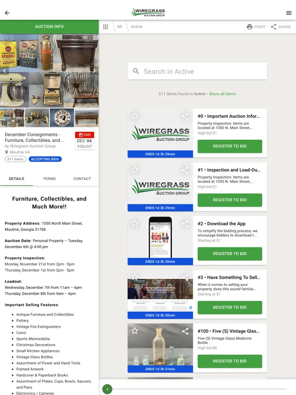 Скриншоты Wiregrass Auction Group iPad 