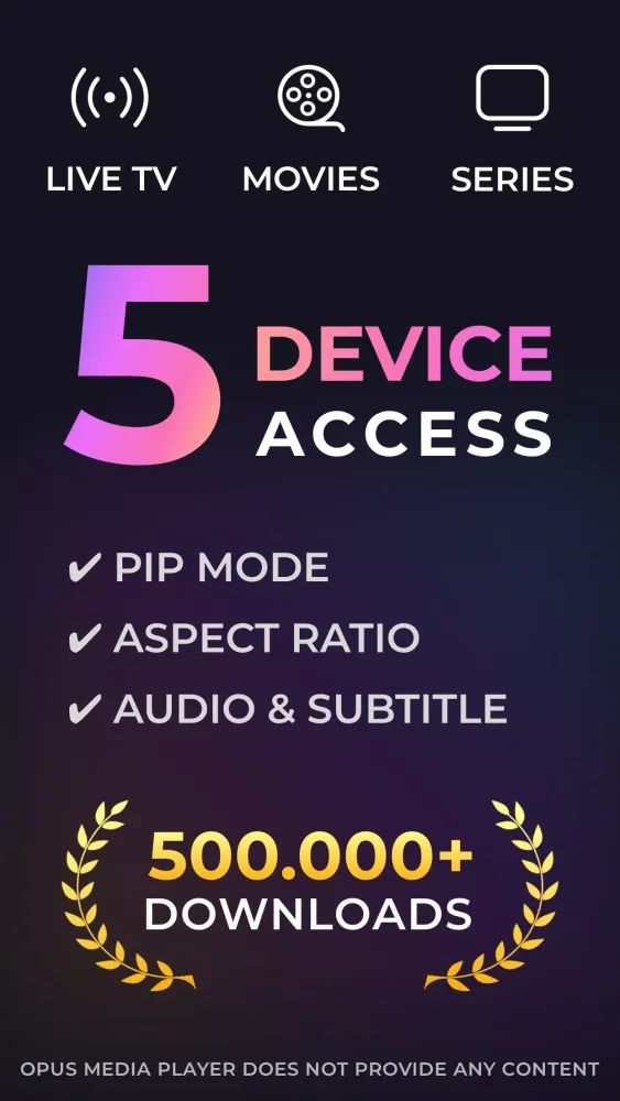 OPUS IPTV Smarters Player Live Screenshots