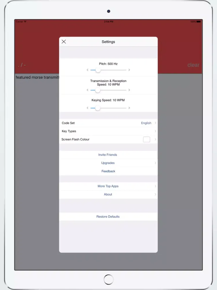 ภาพหน้าจอของ TransMorse Morse Transmitter iPad 