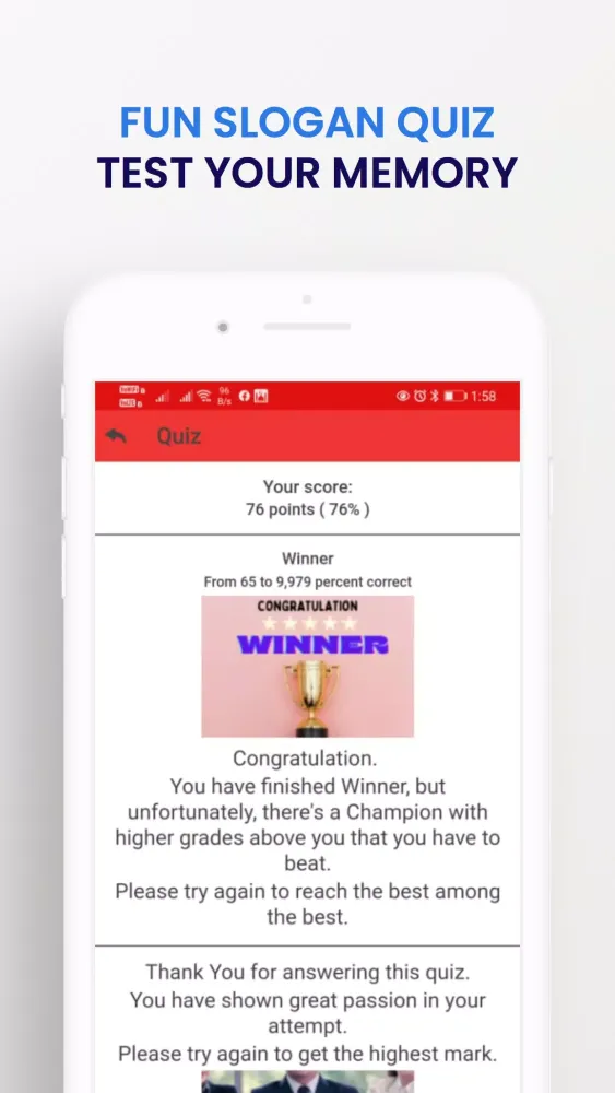Captures d'écran de Fun Slogan Quiz