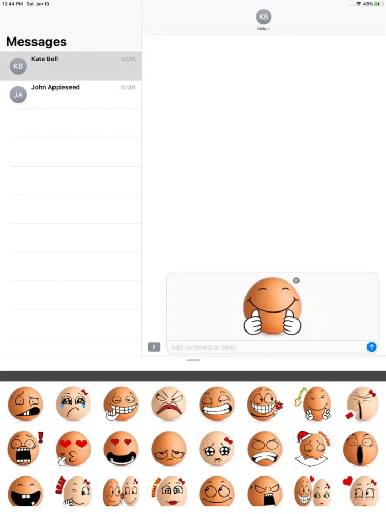 Tangkapan layar EggMoji Sticker iPad 