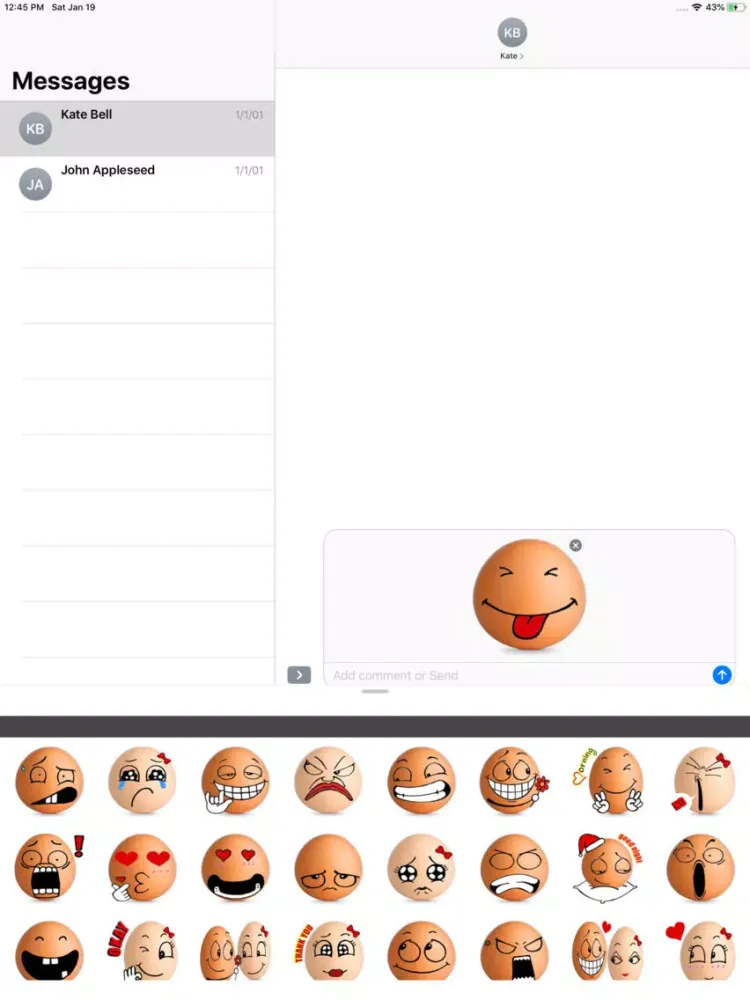 Tangkapan layar EggMoji Sticker iPad 
