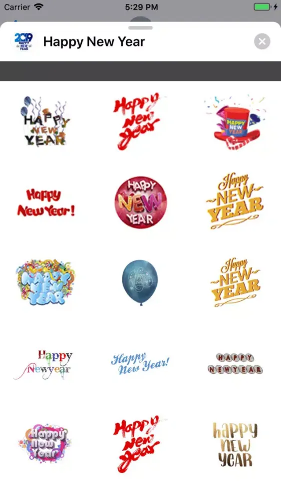 Tangkapan skrin Stickers Happy New Year 2019