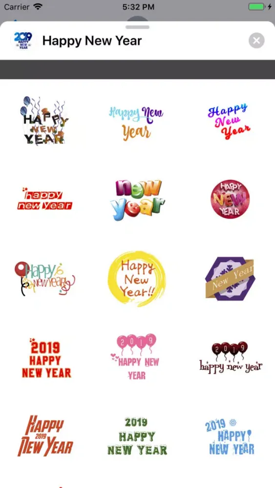 Tangkapan skrin Stickers Happy New Year 2019